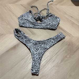 Forever 21 White and Black Dalmatian Print Bikini
